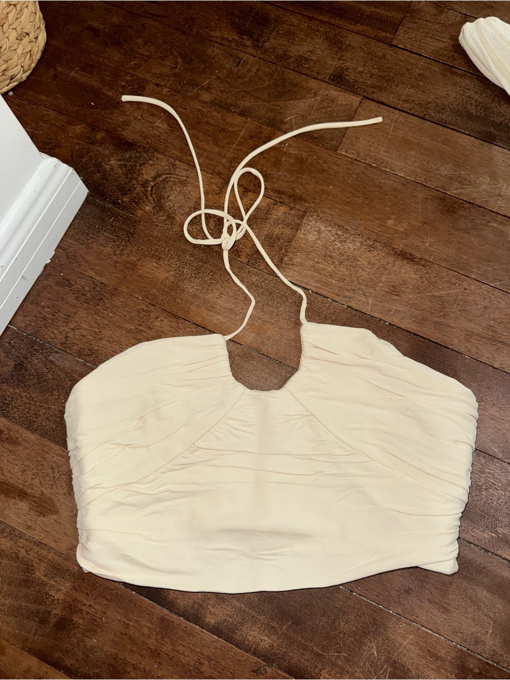 Zara Cream Halter Crop Top - Women's Strappy Summer Top